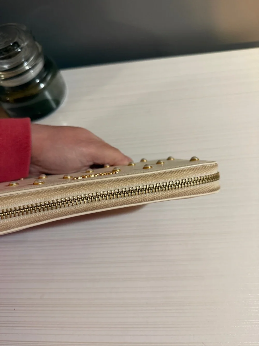 kate spade Cream Pearl-Studded Zip Wallet with Gold Logo - Picture 7 of 7